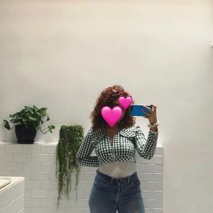 Green Gingham Cropped Jacket